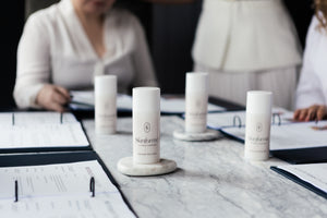 Skinformé consultation notes and homecare products on the training table